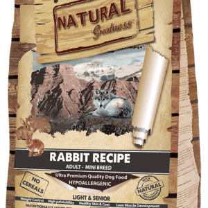 Natural Gratness receta de conejo para Perros Minis pequeños y medianos Alimento completo light
