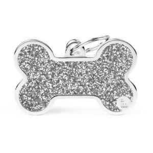 placa identificativa hueso XL PURPURINA PLATA