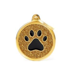 Placa identificativa para Perros myfamily purpurina oro