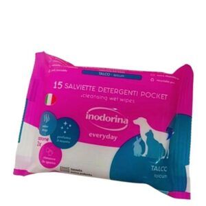 inodorina toallitas de viaje para Perros gatos y roedores con aroma a talco